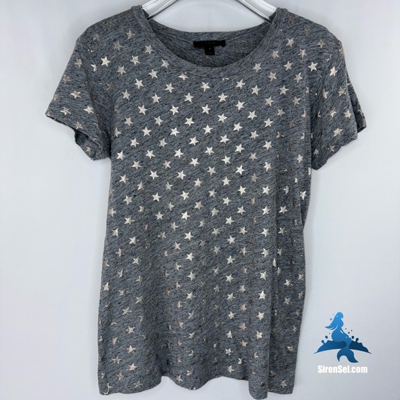 1161 J. Crew Metallic Stars T-Shirt - Size S - Heather Grey - Picture 1 of 16